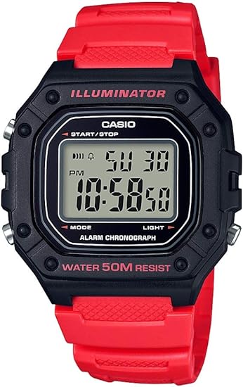Casio Men's W-218H-1AVCF Classic Digital Display Quartz Black/Red Watch - 3alababak