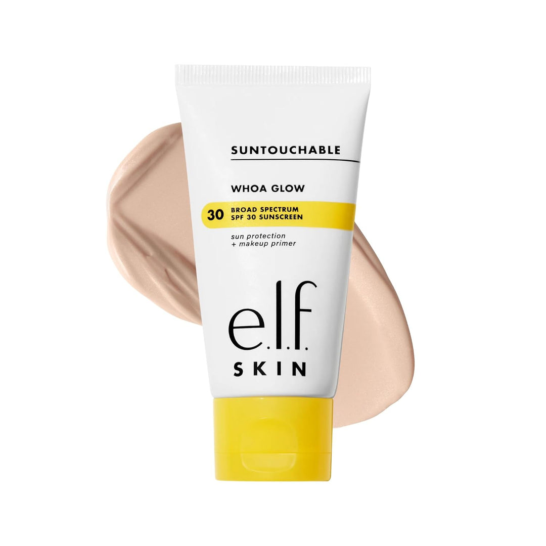 إي.إل.إف. سكين واقي شمسي للوجه وبرايمر مكياج سنتاتشابل ووه جلو بمعامل حماية SPF 30 مع حمض الهيالورونيك، نباتي ولم يُجرب على الحيوانات 1.69 أونصة سائلة