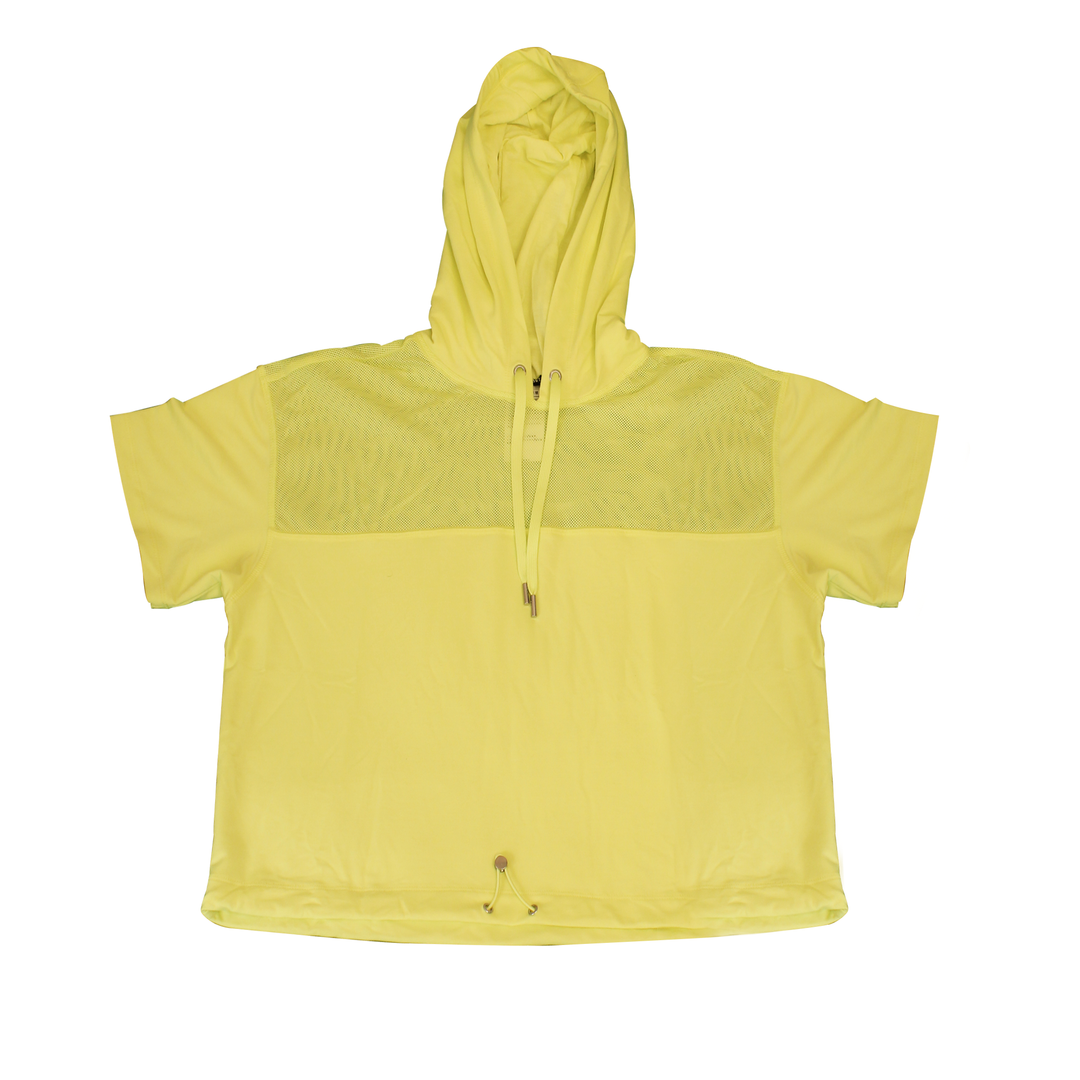 DKNY Mesh Blocked Short Sleeve Hoodie Large - Yellow
