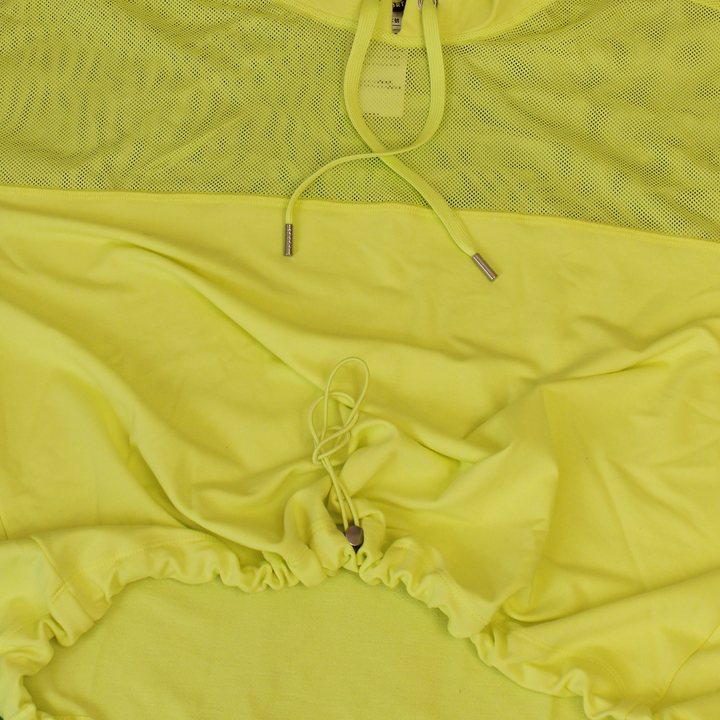 DKNY Mesh Blocked Short Sleeve Hoodie Large - Yellow