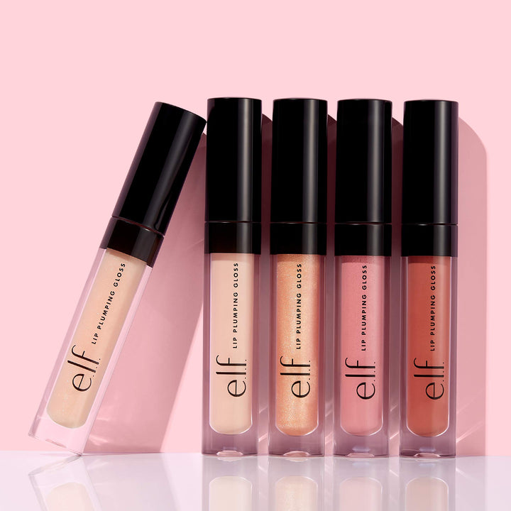 e.l.f. Lip Plumping Gloss, Hydrating, Nourishing, Invigorating, High-Shine, Plumps, Volumizes, Cools, Soothes, Champagne Glam, Shimmer, 0.1 Oz