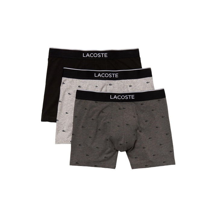 Lacoste mens Cotton Stretch Mini Croc Print Boxer Briefs, 3-pack