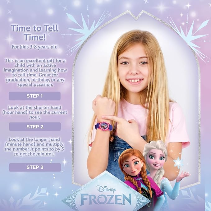 Disney Kids W001790 Frozen Elsa and Anna Watch, Pink Nylon Band