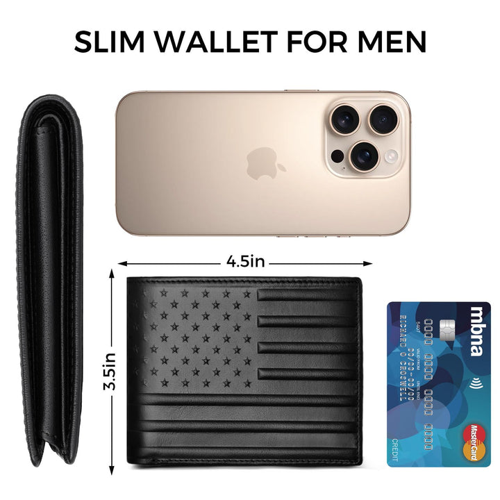 RUNBOX Wallet for Men Leather RFID Blocking Bifold Front Pocket Wallet Genuine Leather,Slim,12 Card Slots,2 ID Windows,2 Money Pockets, Gift for Men,Compact Travel Business Passport