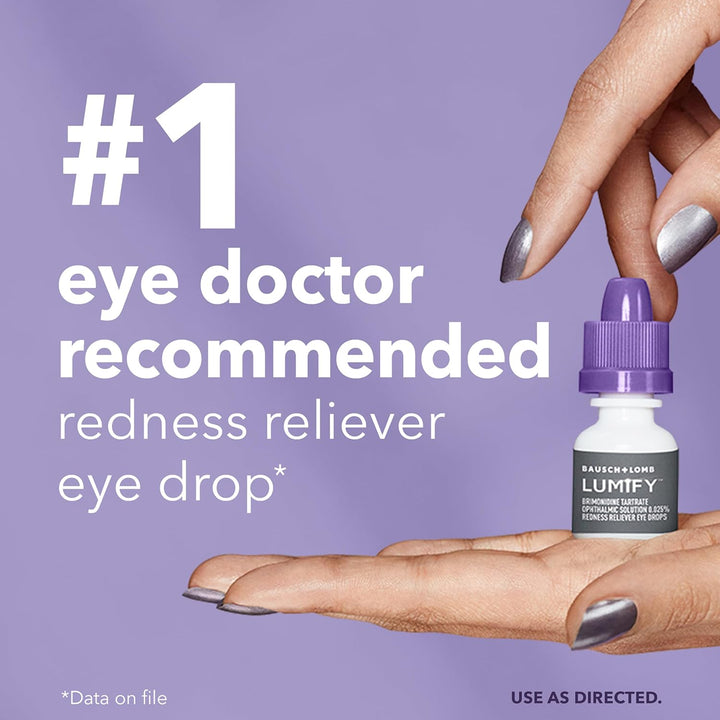 LUMIFY Eye Drops for Red Eyes, Redness Reliever for Brighter Looking Eyes, Works in 1 Minute &amp; Lasts Up to 8 Hours, Eye Drops, 0.08 Fl Oz (2.5 mL)