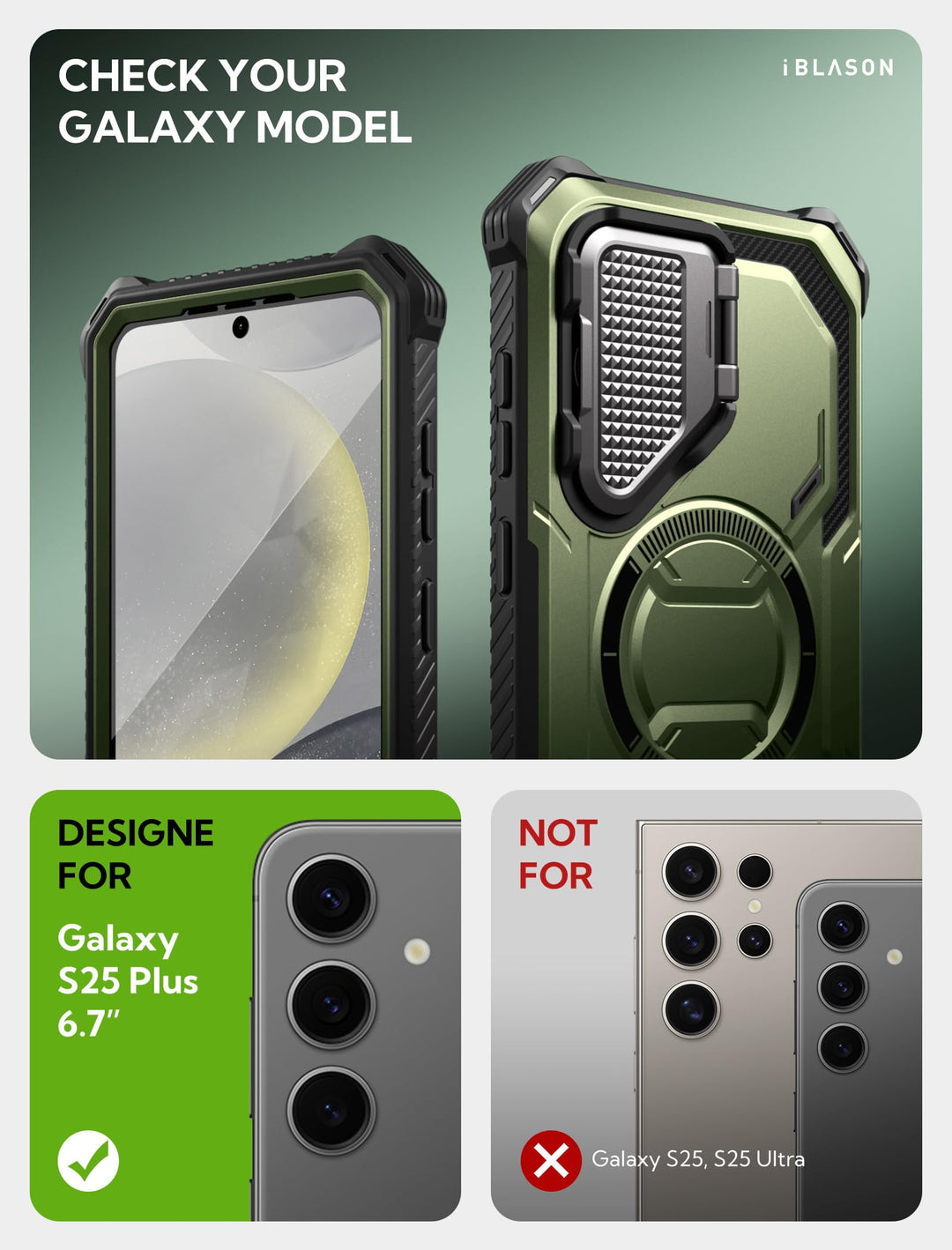 i-Blason Armorbox for Samsung Galaxy S25 Case MagSafe with Camera Cover Stand [Military Protection] Full-Body Heavy Duty Magnetic Phone Case with Screen Protector for S25