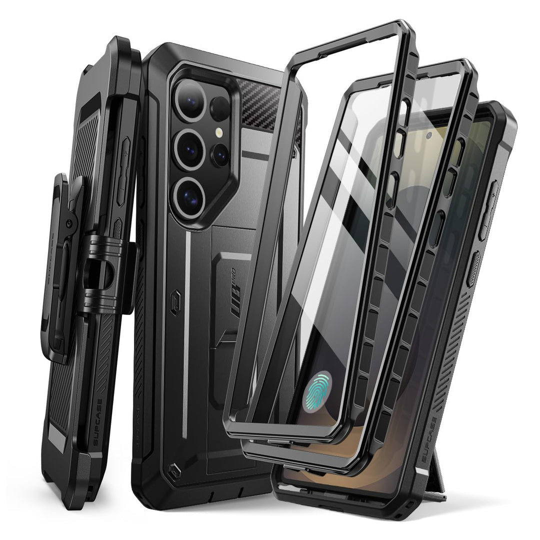 SUPCASE for Samsung Galaxy S25 Ultra Case with Stand (Unicorn Beetle Pro), [2 Front Frames] [Built-in Screen Protector & Belt-Clip] Military-Grade Protection Phone Case for S25 Ultra 6.9 Inch, Black