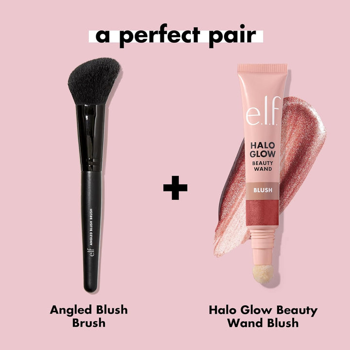 e.l.f. Angled Blush Brush, Face Makeup Brush For A Sculpted Look, Great For Cream, Liquid Or Powder Blush, Bronzers & more, Vegan & Cruelty-Free