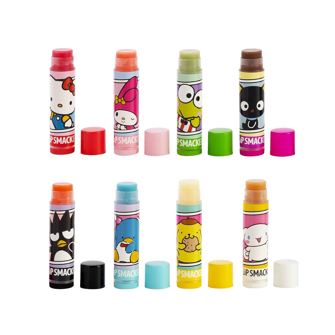 Lip Smacker Sanrio Hello Kitty and Friends 8-Piece Flavored Lip Balm, My Melody, Little Twin Stars, and Chococat, Hydrating & Protecting - Cruelty-Free