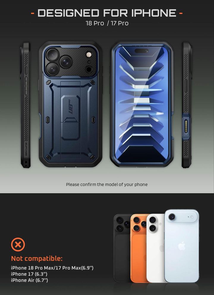 SUPCASE for iPhone Case, Belt Clip, Military-Grade Protection, Built-in Kickstand &amp; Screen Protector, Camera Control, Heavy-Duty Phone Case, Unicorn Beetle Pro