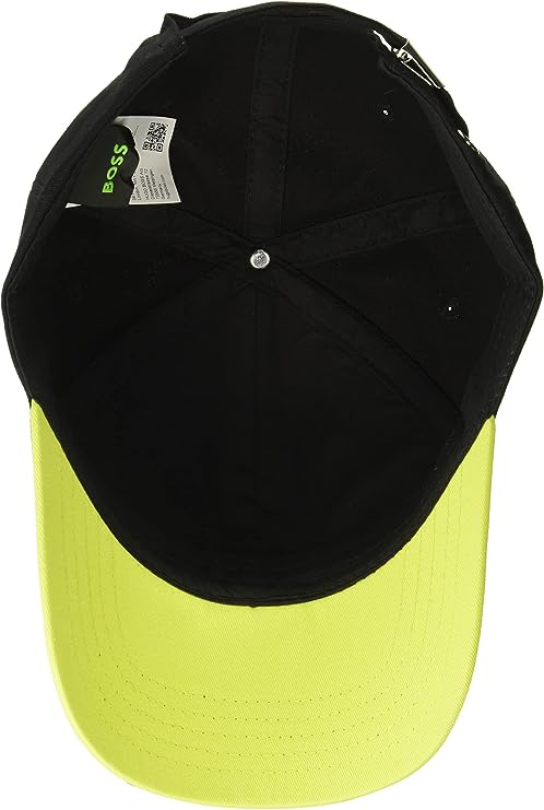 BOSS Men's Curved Logo Cap - Dark Black / Lime Green - 3alababak