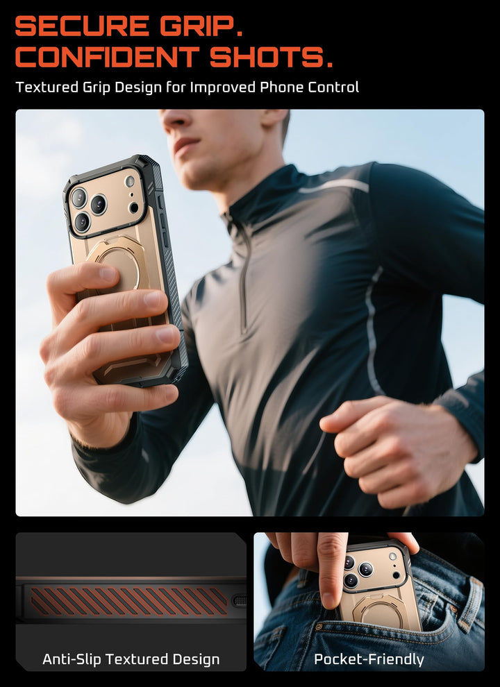 جراب SUPCASE لهاتف iPhone 18 Pro / iPhone 17 Pro، حماية فائقة مع واقي شاشة زجاجي، زر التحكم بالكاميرا، حامل مغناطيسي، متوافق مع MagSafe، جراب حماية كامل للجسم Unicorn Beetle Grip Pro