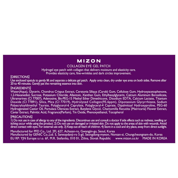 MIZON Marine Collagen Eye Gel Patch with Hydrolyzed Collagen, Caviar, and Chamomile for Firming, Nourishment, and Wrinkle Care- Korean Eye Mask– 60pcs –