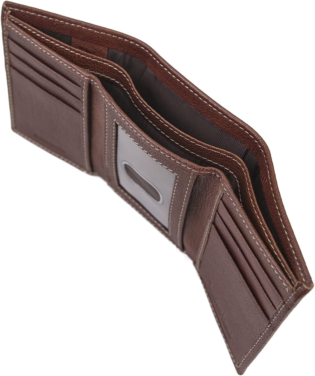 Timberland Men's Leather Trifold Wallet with Id Window Brown D97018 - 3alababak