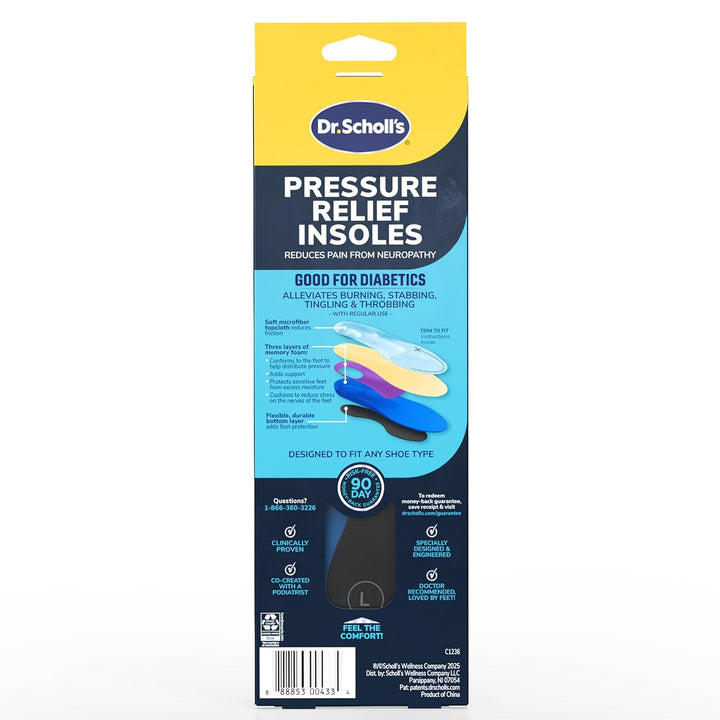 Dr. Scholl’s Pressure Relief Insoles - The Only Proven Insole to Reduce Episodes of Nerve Pain, Neuropathy Pain Relief for Feet, Good for Diabetics, Reduces Foot Pressure, Shoe Inserts Women Size 6-10