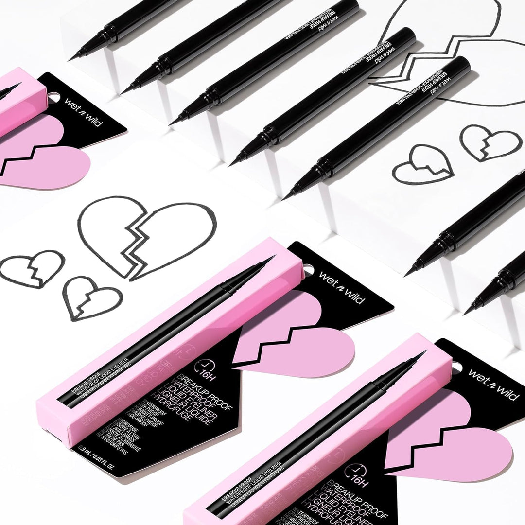 wet n wild Mega Last Breakup Proof Liquid Eyeliner - Ultra-Fine Brush, Waterproof, 16-Hour Long-Lasting Wear- Cruelty-Free & Vegan - Black