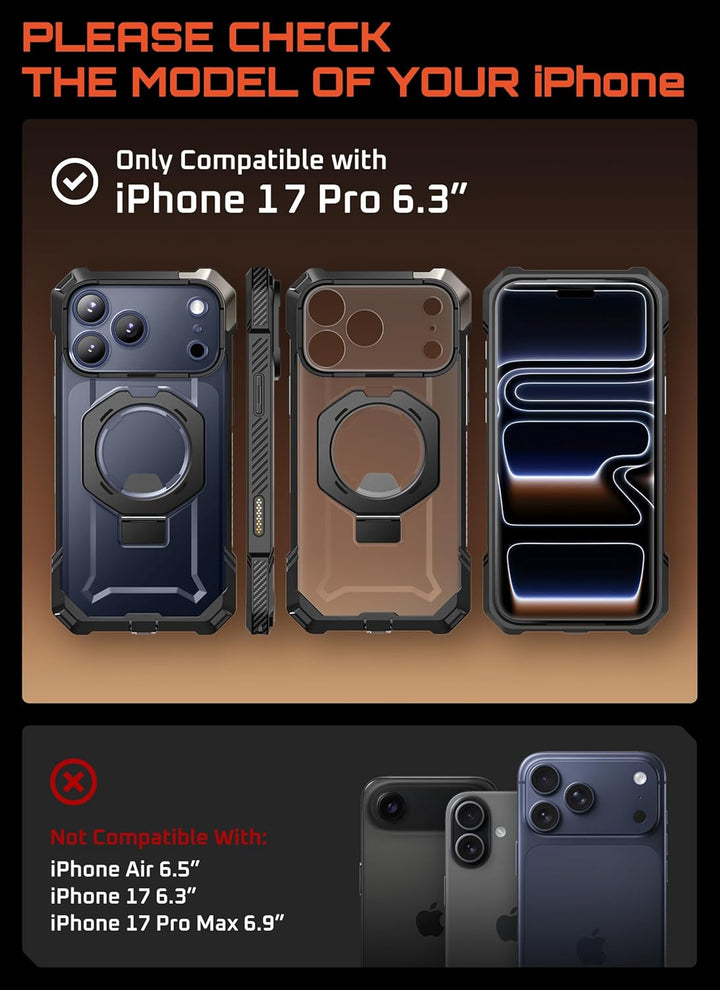 SUPCASE for iPhone 17 Pro Case with Kickstand (Unicorn Beetle Grip), [Camera Control Cover] [Compatible with MagSafe] [Military-Grade Drop Protection] Heavy Duty Magnetic Phone Case