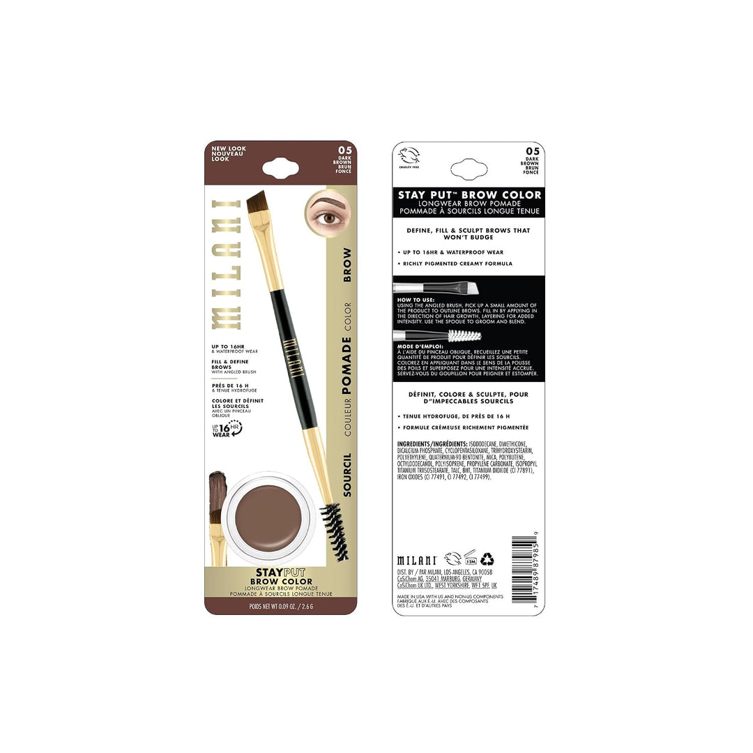 Milani Stay Put Brow Color Vegan, Cruelty-Free Eyebrow Color that Fills and Shapes Brows