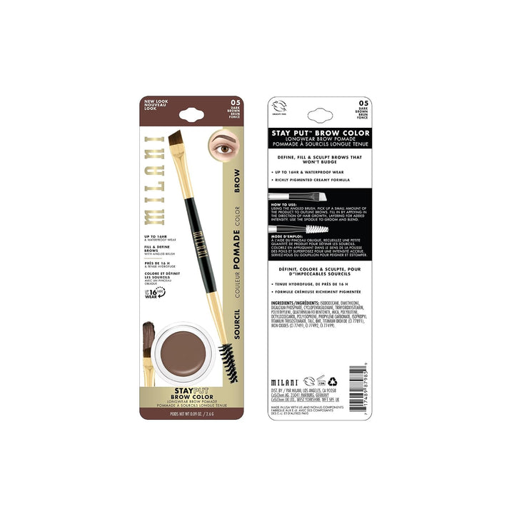 Milani Stay Put Brow Color Vegan, Cruelty-Free Eyebrow Color that Fills and Shapes Brows