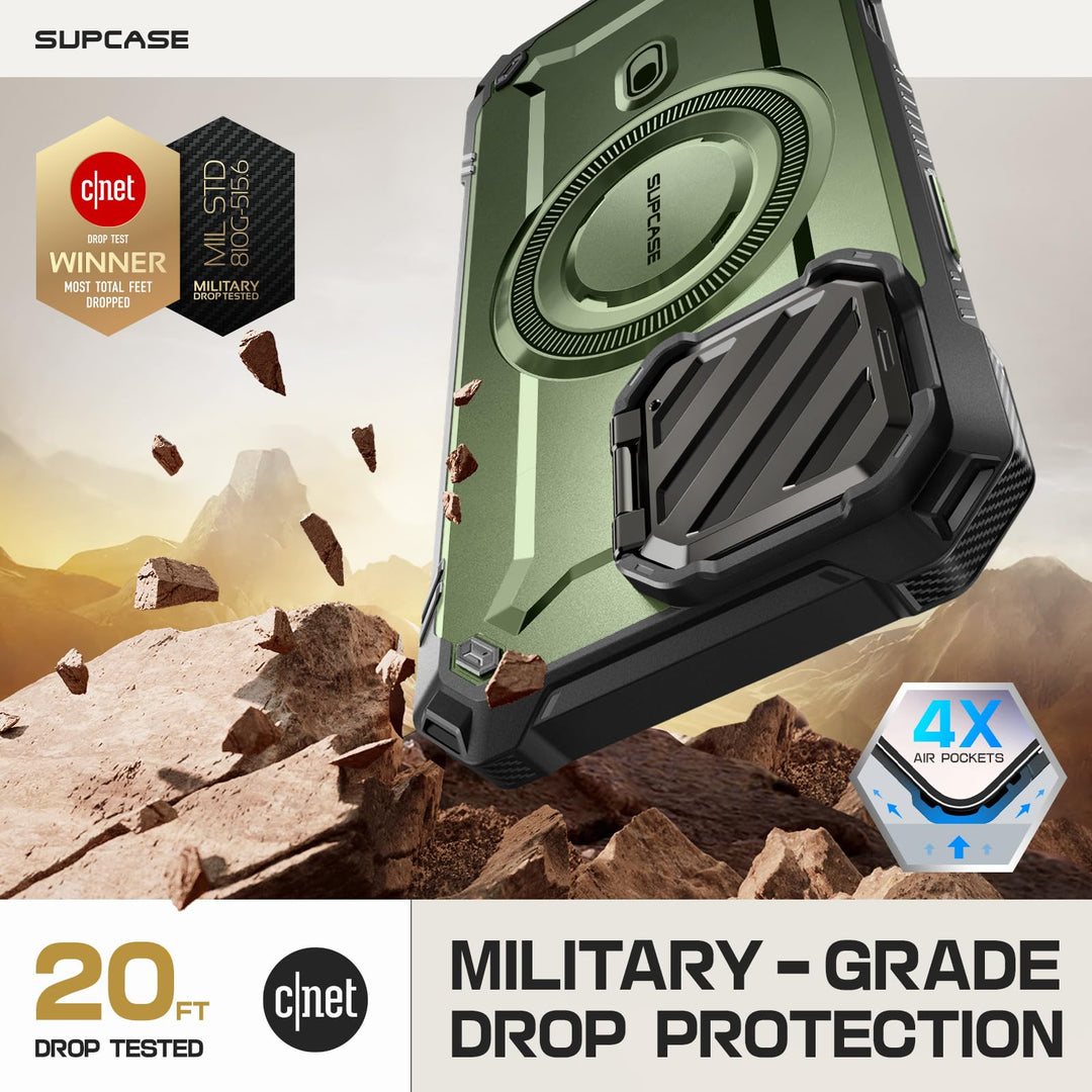 SUPCASE for iPhone 16 Case 6.1'' 2024 with Camera Cover Stand (UBMag XT), [Compatible with MagSafe] [Built-in Kickstand] [Military-Grade Protection] Heavy Duty Rugged Magnetic Phone Case
