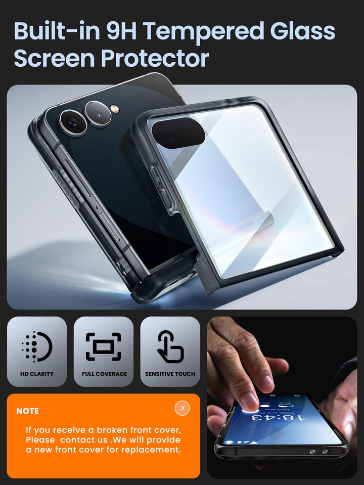 i-Blason for Samsung Galaxy Z Flip 7 Case with Stand [Tempered Glass Screen Protector] [Hinge Protection] [Support Wireless Charging] Slim Matte Protective Magnetic Phone Case for Z Flip 7