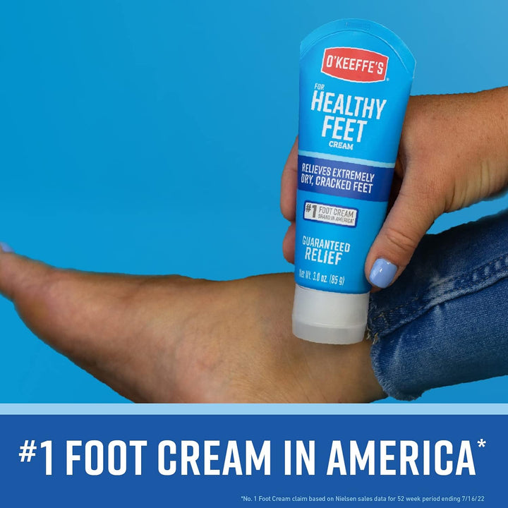 O'Keeffe's for Healthy Feet Foot Cream, Guaranteed Relief for Extremely Dry, Cracked Feet, Clinically Proven to Instantly Boost Moisture Levels, 3.0 Ounce Tube