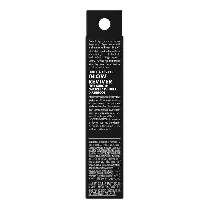 e.l.f. Glow Reviver Lip Oil, Nourishing and Hydrating with High-Shine Glimmer Finish & Sheer Wash Of Color, Minty Scent, Non-Sticky, Vegan & Cruelty-free