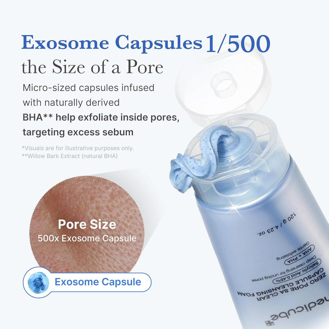 medicube Facial Cleanser Zero Pore Capsule Cleansing Foam | Daily Gentle Cleanser for Skin Texture, Blackhead &amp; Pore Care | AHA, BHA &amp; PHA for Deep Cleansing | Korean Skincare, 4.23 oz