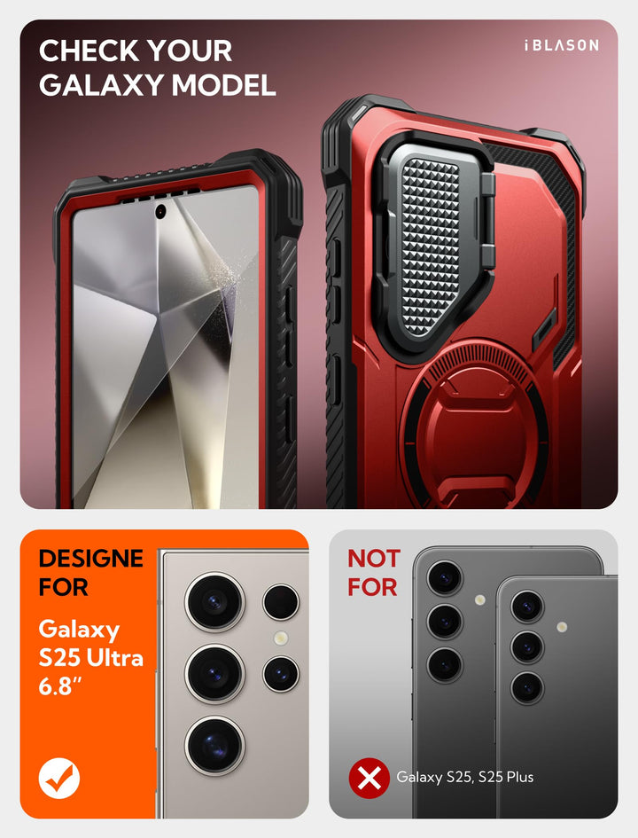 i-Blason Armorbox for Samsung Galaxy S25 Case MagSafe with Camera Cover Stand [Military Protection] Full-Body Heavy Duty Magnetic Phone Case with Screen Protector for S25
