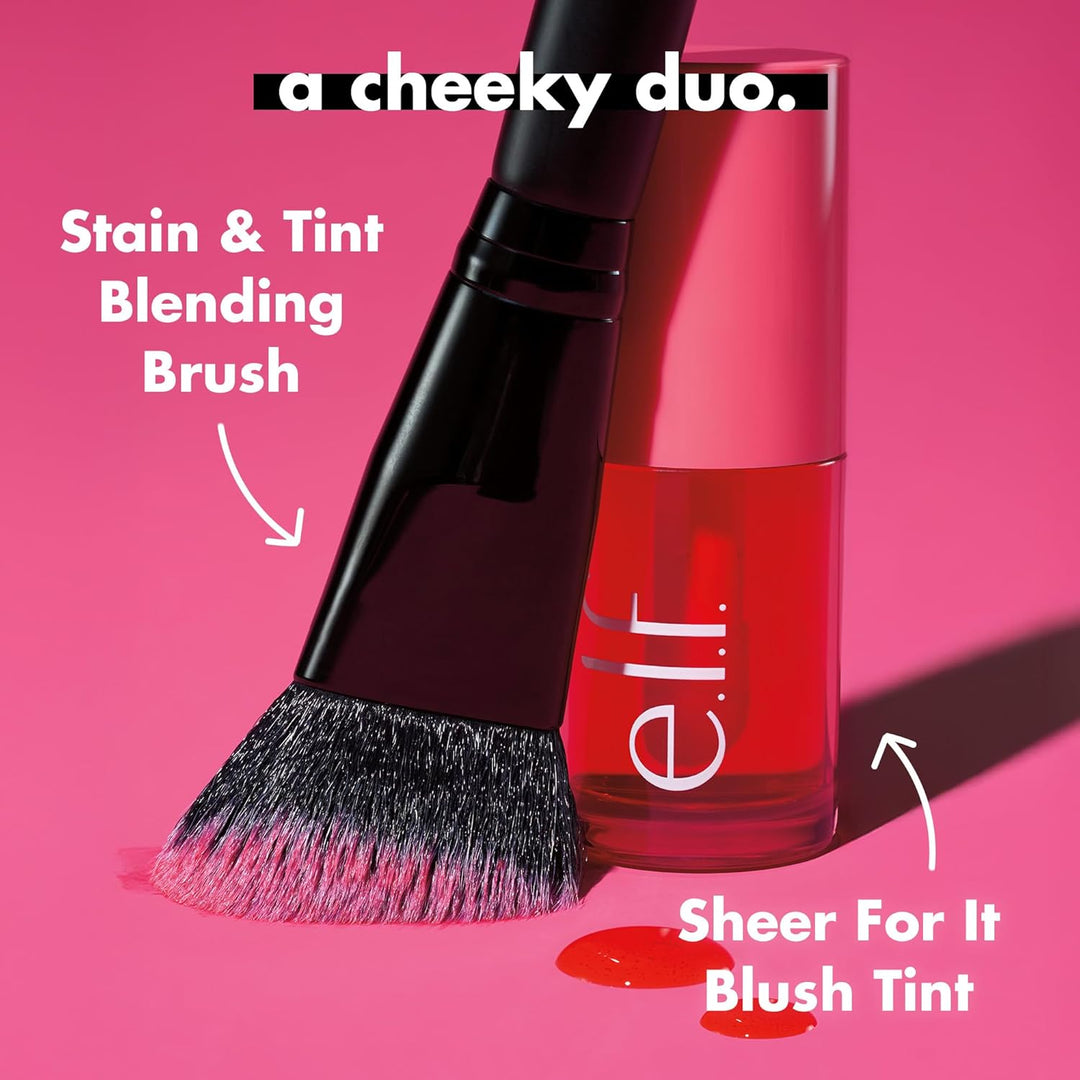 e.l.f. Stain & Tint Blending Brush, Liquid Blush Brush For Blending & Creating An Even Finish, Made With Synthetic Bristles, Vegan & Cruelty-Free