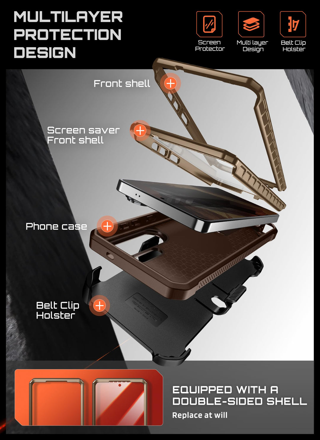 حافظة SUPCASE لسلسلة Samsung Galaxy S26 مزودة بحامل مدمج، وحماية بمعيار عسكري، ومتوافقة مع MagSafe، ومشبك حزام قابل للفصل، وواقي شاشة وإطار أمامي مدمجين، UBPro Mag