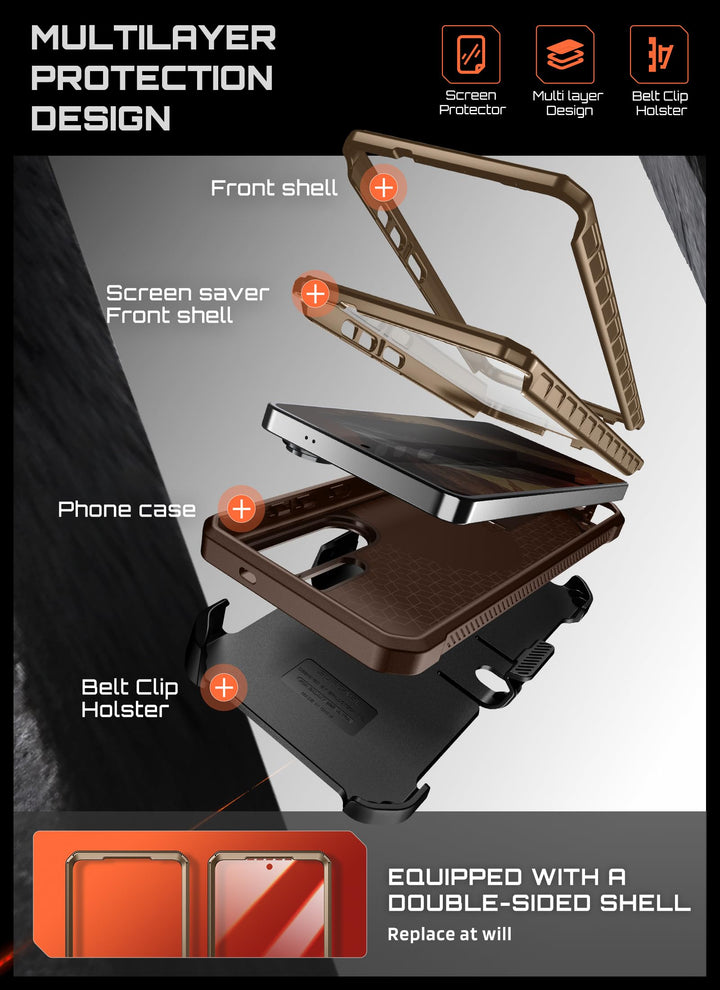 حافظة SUPCASE لسلسلة Samsung Galaxy S26 مزودة بحامل مدمج، وحماية بمعيار عسكري، ومتوافقة مع MagSafe، ومشبك حزام قابل للفصل، وواقي شاشة وإطار أمامي مدمجين، UBPro Mag
