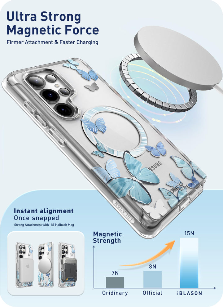 i-Blason Cosmo for Samsung Galaxy S25 Ultra Case MagSafe with Built-in Screen Protector [Support Fingerprint ID & Wireless Charger] Full-Body Slim Style Magnetic Phone Case for S25 Ultra