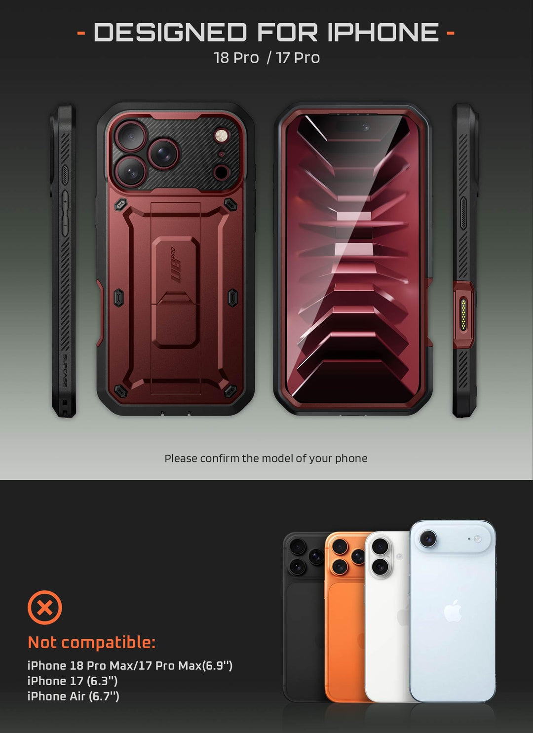 SUPCASE for iPhone Case, Belt Clip, Military-Grade Protection, Built-in Kickstand &amp; Screen Protector, Camera Control, Heavy-Duty Phone Case, Unicorn Beetle Pro