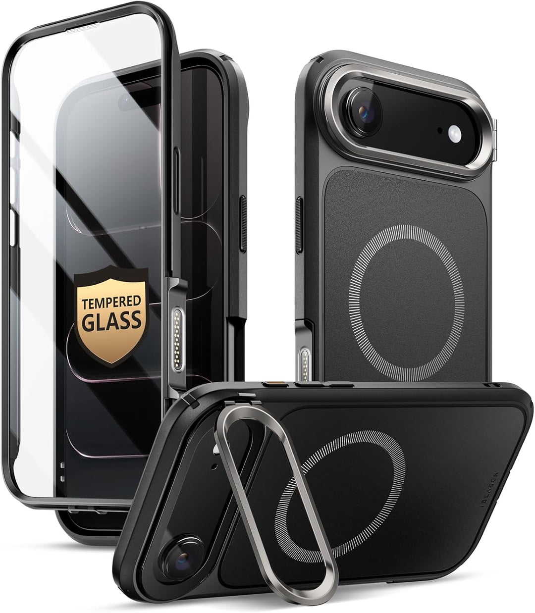 i-Blason for iPhone Air Case MagSafe with Stand [9H Tempered Glass Screen Protector] [Camera Control Button] Military-Grade Protection Full-Body Heavy Duty Magnetic Case for iPhone 17 Air 6.5''