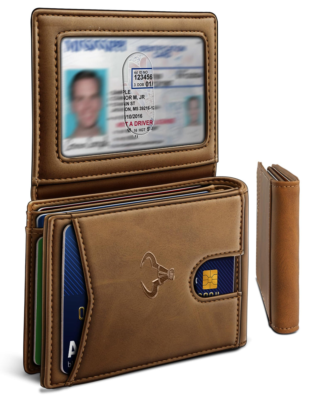 BULLIANT Men Wallet, Slim Leather Wallet Front Pocket Card Holder Gift For Men 11 Slots RFID Blocking