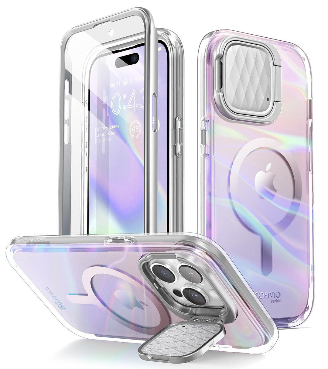 i-Blason Cosmo Magnetic for iPhone 15 Pro Max Case MagSafe with Camera Cover Stand, Slim Style Full-Body Phone Case for iPhone 15 Pro Max with Built-in Screen Protector & Kickstand