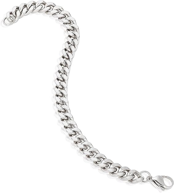 Invicta Bracelet for Men, Stainless Steel Curb Link Chain Jewelry, 8.5mm
