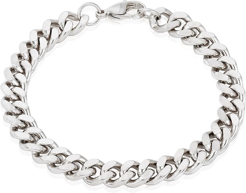 Invicta Bracelet for Men, Stainless Steel Curb Link Chain Jewelry, 8.5mm