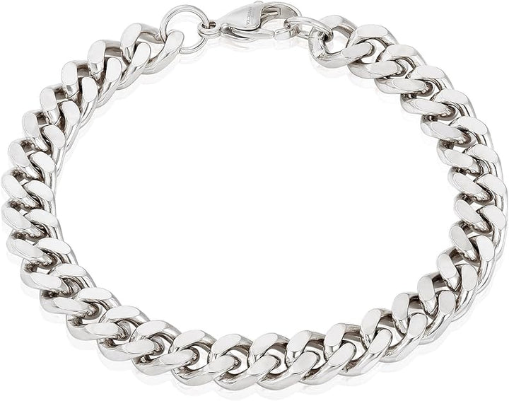 Invicta Bracelet for Men, Stainless Steel Curb Link Chain Jewelry, 8.5mm