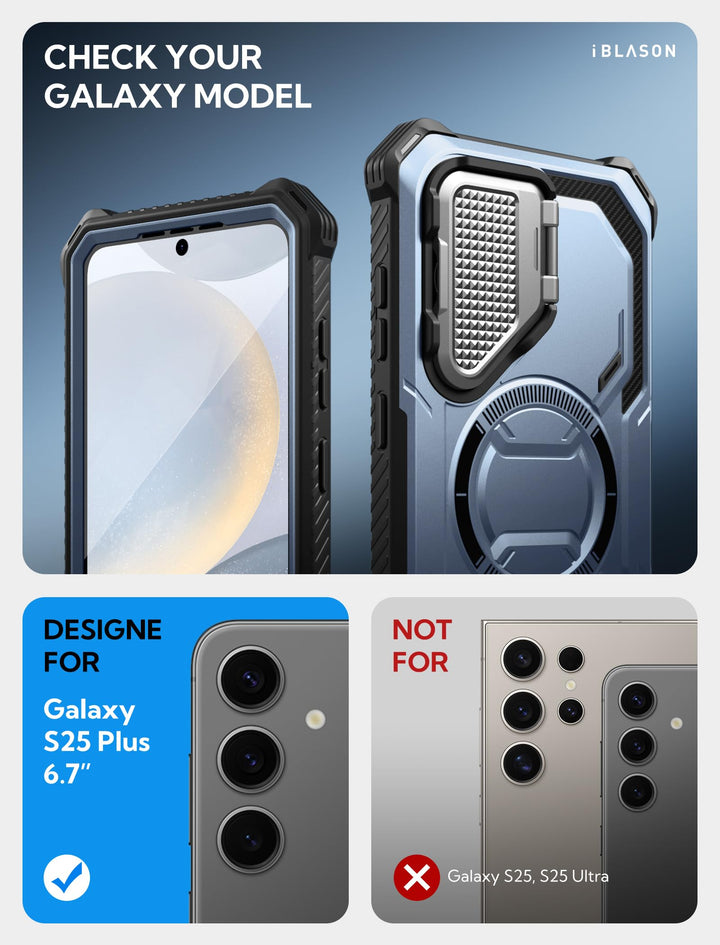 i-Blason Armorbox for Samsung Galaxy S25 Case MagSafe with Camera Cover Stand [Military Protection] Full-Body Heavy Duty Magnetic Phone Case with Screen Protector for S25