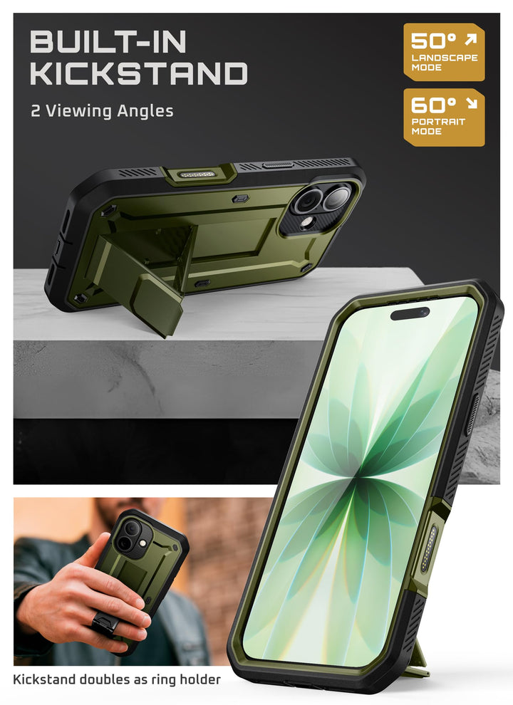 SUPCASE for iPhone Case, Belt Clip, Military-Grade Protection, Built-in Kickstand &amp; Screen Protector, Camera Control, Heavy-Duty Phone Case, Unicorn Beetle Pro