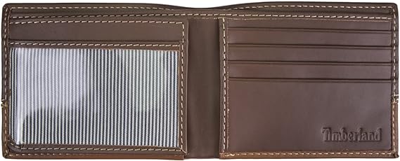 Timberland D87242/81 mens Leather Trifold Hybrid Passcase Wallet, Brown/Tan