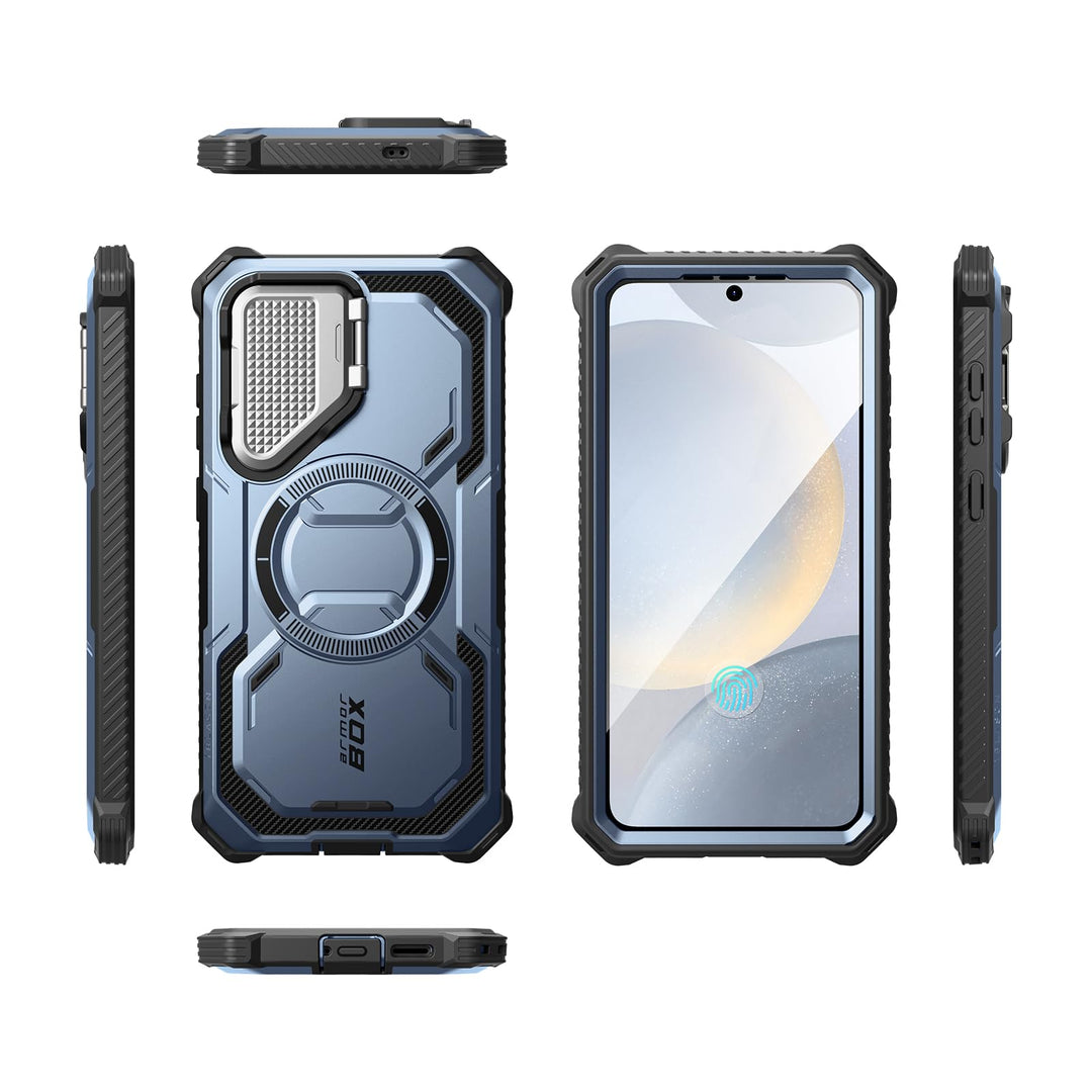 i-Blason Armorbox for Samsung Galaxy S25 Case MagSafe with Camera Cover Stand [Military Protection] Full-Body Heavy Duty Magnetic Phone Case with Screen Protector for S25