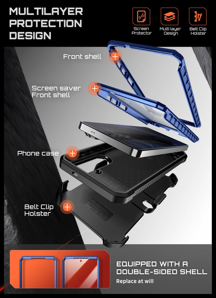 حافظة SUPCASE لسلسلة Samsung Galaxy S26 مزودة بحامل مدمج، وحماية بمعيار عسكري، ومتوافقة مع MagSafe، ومشبك حزام قابل للفصل، وواقي شاشة وإطار أمامي مدمجين، UBPro Mag