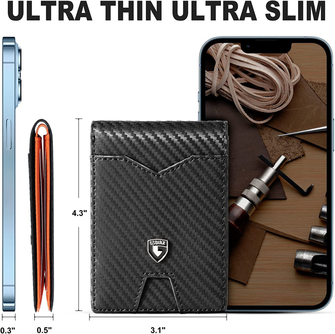 GSOIAX Slim Wallet for Men, Genuine Leather Mens wallets - 3alababak