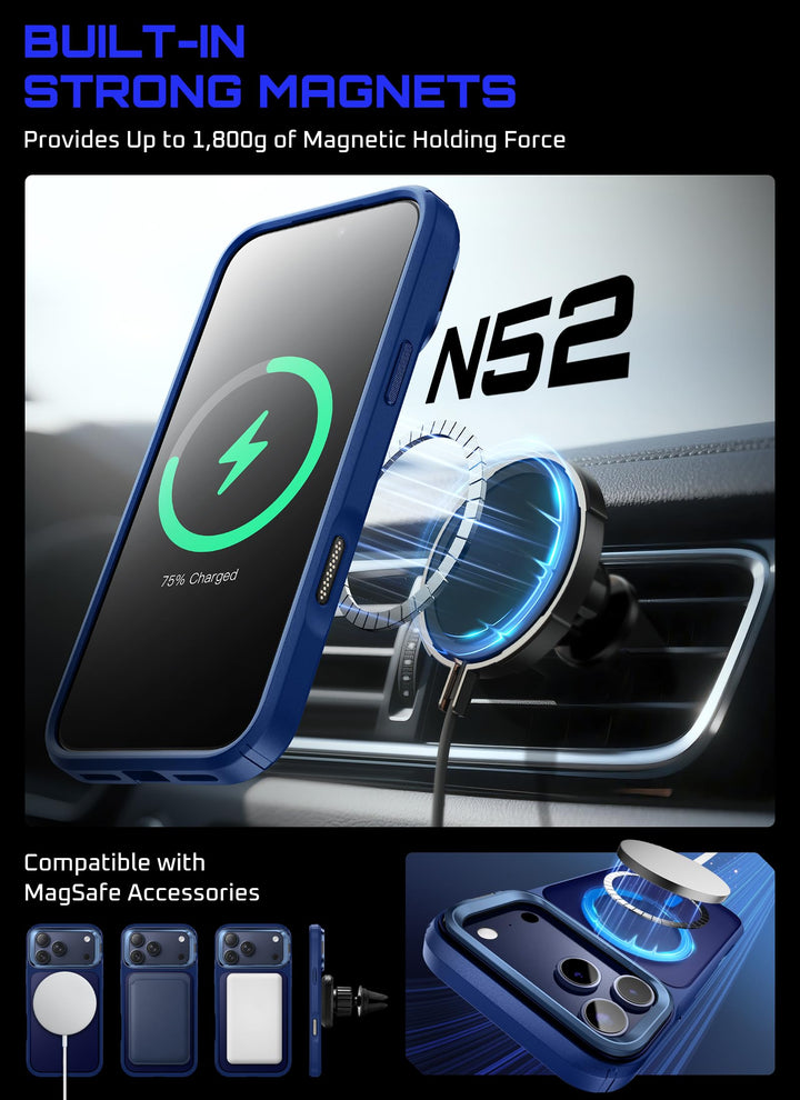 جراب SUPCASE لهاتف iPhone 18 Pro Max / 17 Pro Max مع مسند، زر تحكم بالكاميرا، متوافق مع MagSafe، حماية بمعايير عسكرية، ظهر شبه شفاف نحيف، إصدار Unicorn Beetle Mag