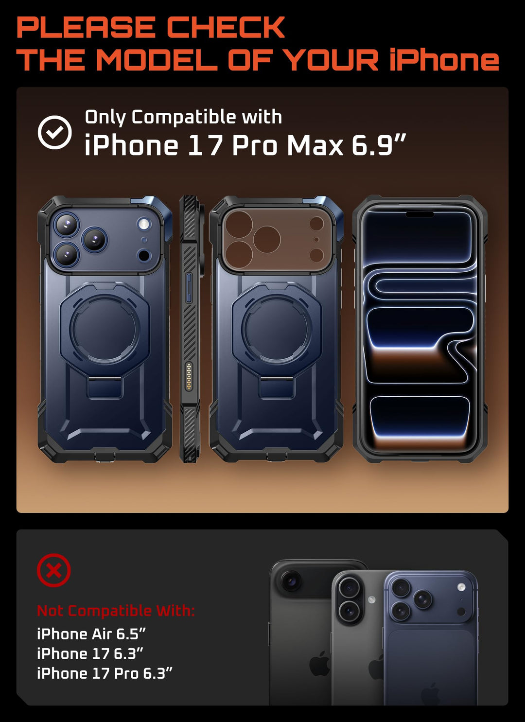 SUPCASE for iPhone 17 Pro Max Case with Kickstand (Unicorn Beetle Grip), [Camera Control Cover] [Compatible with MagSafe] [Military-Grade Drop Protection] Heavy Duty Magnetic Phone Case