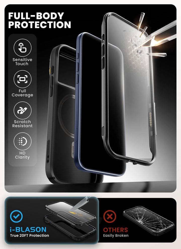 i-Blason Ares for iPhone 17 Pro Max Case with Stand [9H Tempered Glass Screen Protector][MagSafe Compatible] [Camera Control Button] Military-Grade Protection Full-Body Heavy Duty Magnetic Case