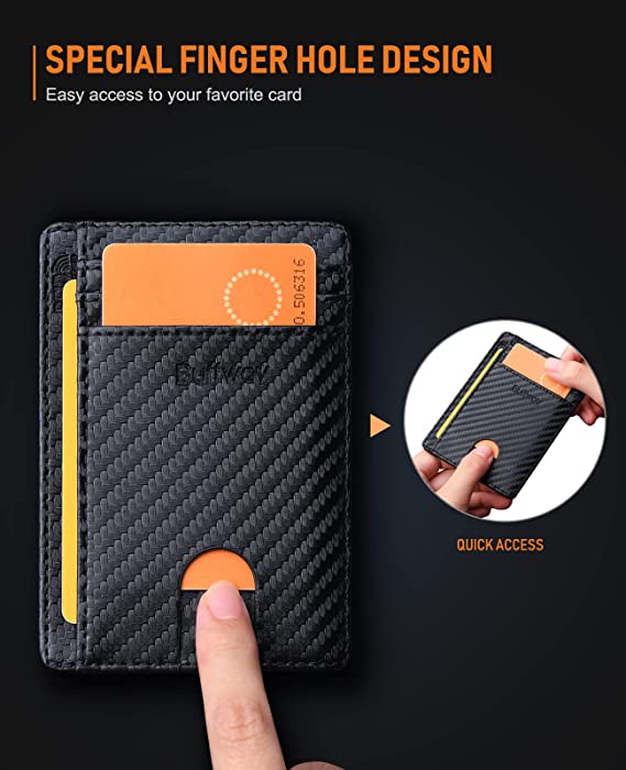 Buffway Slim Minimalist Front Pocket RFID Blocking Leather Wallets for Men and Women - 3alababak